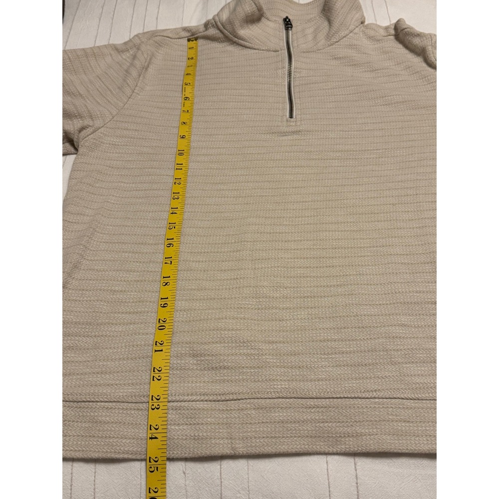 Dockers Quarter Zip Pullover Men's Medium Cream Textured Knit Mock Neck Sweater - Picture 5 of 6